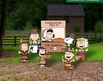 Peanuts Thanksgiving Yard Sign SET, Charlie Brown Cutouts
