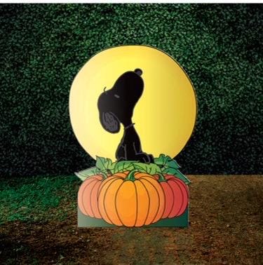 Great Pumpkin Halloween Yard Art, Snoopy Shaddow on Moon