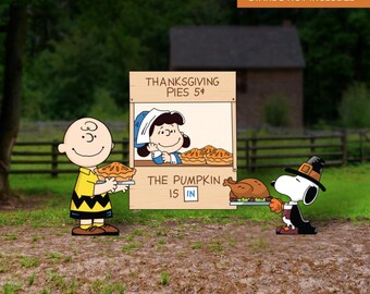Peanuts Thanksgiving Yard Sign SET, Charlie Brown, Snoopy, Lucy