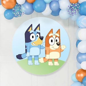 Bluey and Bingo Circle Cutouts / Bluey Bingo Decoration / Bluey Birthday Party / Bluey Party Props / Photo Props /  Circle Backdrop