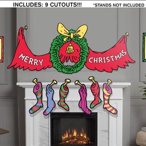 Merry Christmas Grinch Whoville Yard Sign Decoration, 9 Piece Set