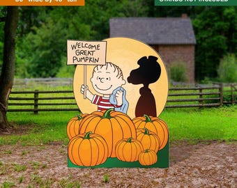 Great Pumpkin Patch Yard Art, Linus & Snoopy Halloween Lawn Sign