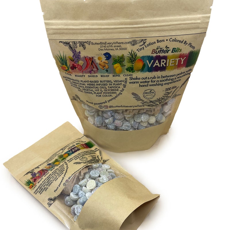 Refill bags for Organic preservative free lotion bars butter buttons with essential oils for dry cracked ashy skin to save money and reduce packaging and reduce waste