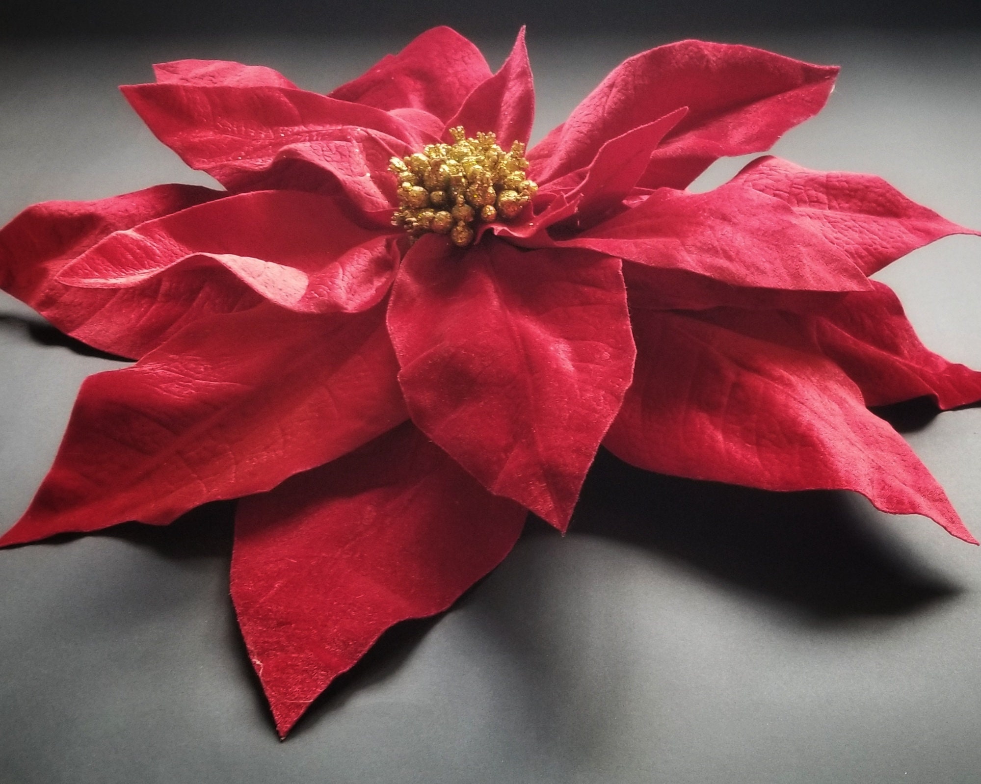 Red Velvet Poinsettia Wreath for Christmas Front Door, Extra Large ...