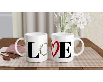 Tasse de 11 oz - Coeur de couronne d'épines d'amour