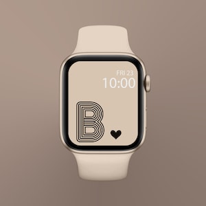 Initial Apple Watch Wallpaper, Letter Apple Watch Wallpaper, Apple Watch Beige Background, Apple Watch Faces Line Art, Magnolia Beige