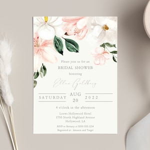 Engagement Invitation Card, Engagement Stationery, Bridal Shower Card, Floral Wedding Invite, Wedding Announcement, Invite Template image 9