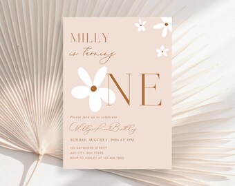 Our Little Wildflower Is Turning One, Daisy Invitation For Girl, Floral Birthday Invite, Wild One Invite, Wildflower 1st Birthday Invite