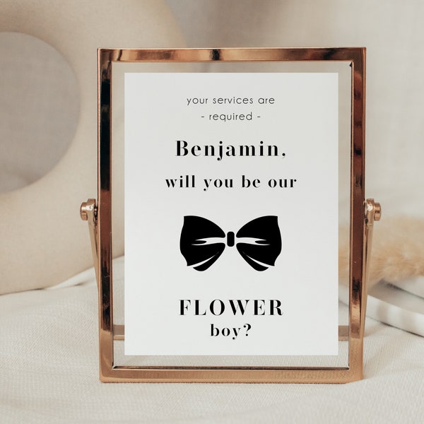 Flower Boy Proposal Card, Will You Be My Flower Boy, Modern Minimalist Invitation, Black And White Gift Question, Wedding Party Invitation