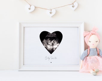 Personalized Baby Scan Print, Baby Shower Decor, Pregnancy Announcement, Ultrasound Print, Gift For Grandparents, Baby Due Date Print
