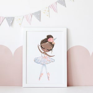 Ballerina Wall Art, Girls Bedroom Prints, Ballerina Nursery Decor, Little Girls Room Decor, Dance Gift for Girls, Ballet Girl Art, Pink Tutu image 3