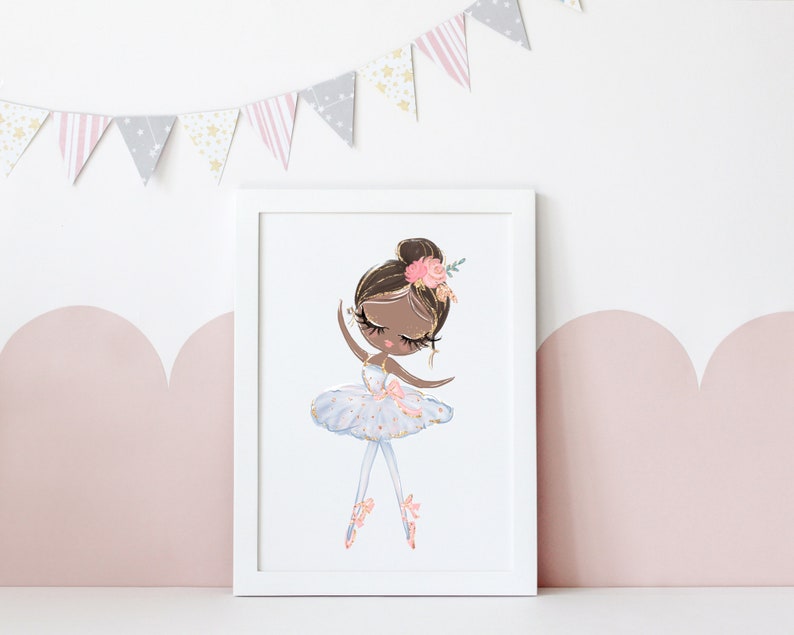 Ballerina Wall Art, Girls Bedroom Prints, Ballerina Nursery Decor, Little Girls Room Decor, Dance Gift for Girls, Ballet Girl Art, Pink Tutu image 3