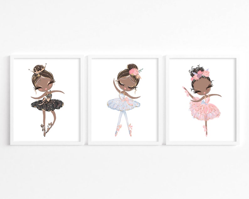 Ballerina Wall Art, Girls Bedroom Prints, Ballerina Nursery Decor, Little Girls Room Decor, Dance Gift for Girls, Ballet Girl Art, Pink Tutu image 6