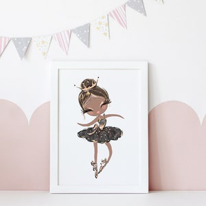 Ballerina Wall Art, Girls Bedroom Prints, Ballerina Nursery Decor, Little Girls Room Decor, Dance Gift for Girls, Ballet Girl Art, Pink Tutu image 2