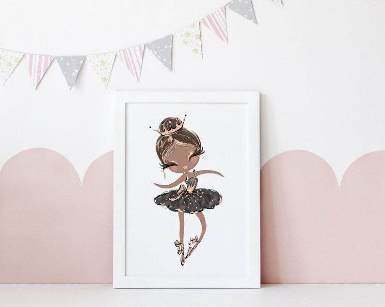 Ballerina Wall Art, Girls Bedroom Prints, Ballerina Nursery Decor, Little Girls Room Decor, Dance Gift for Girls, Ballet Girl Art, Pink Tutu image 2