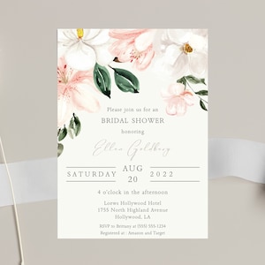 Engagement Invitation Card, Engagement Stationery, Bridal Shower Card, Floral Wedding Invite, Wedding Announcement, Invite Template image 8