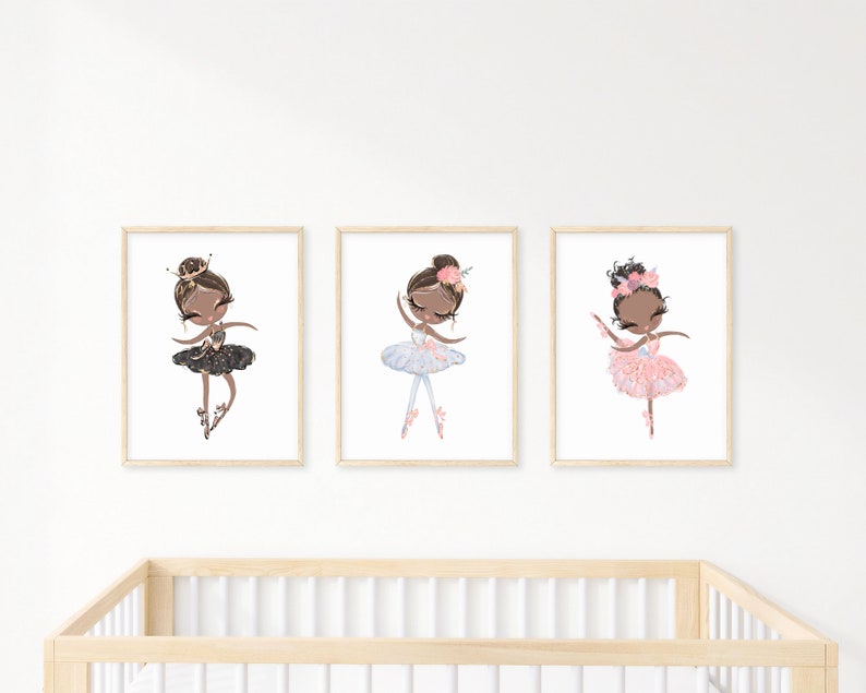 Ballerina Wall Art, Girls Bedroom Prints, Ballerina Nursery Decor, Little Girls Room Decor, Dance Gift for Girls, Ballet Girl Art, Pink Tutu image 5