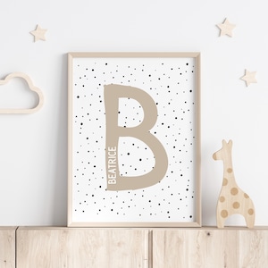 Impressão de iniciais manchadas, decoração de berçário para meninas, arte de parede com iniciais, decoração de parede infantil, arte de alfabeto com letras de monograma, letra com iniciais manchadas