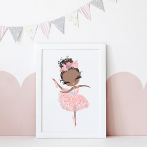 Ballerina Wall Art, Girls Bedroom Prints, Ballerina Nursery Decor, Little Girls Room Decor, Dance Gift for Girls, Ballet Girl Art, Pink Tutu image 4