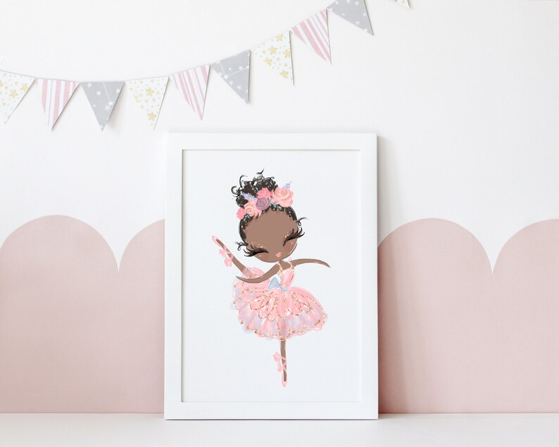 Ballerina Wall Art, Girls Bedroom Prints, Ballerina Nursery Decor, Little Girls Room Decor, Dance Gift for Girls, Ballet Girl Art, Pink Tutu image 4