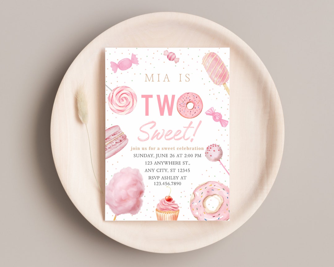 Two Sweet Birthday Invitation Sweets Birthday Invitation Etsy