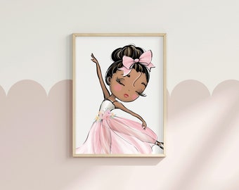 Ballerina Wall Art, Girls Bedroom Prints, Ballerina Nursery Decor, Little Girls Room Decor, Dance Gift for Girls, Ballet Girl Art, Pink Tutu