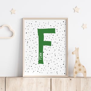 Impressão de iniciais manchadas, decoração de berçário para meninos, arte de parede com iniciais, decoração de parede infantil, letra de monograma, arte do alfabeto, letra de iniciais manchadas
