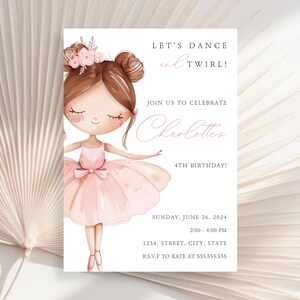 Ballerina Birthday Invitation, Tutu Cute Birthday Invitation, Ballet Birthday Invitation, Dance And Twirl Invitation, Ballerina Party