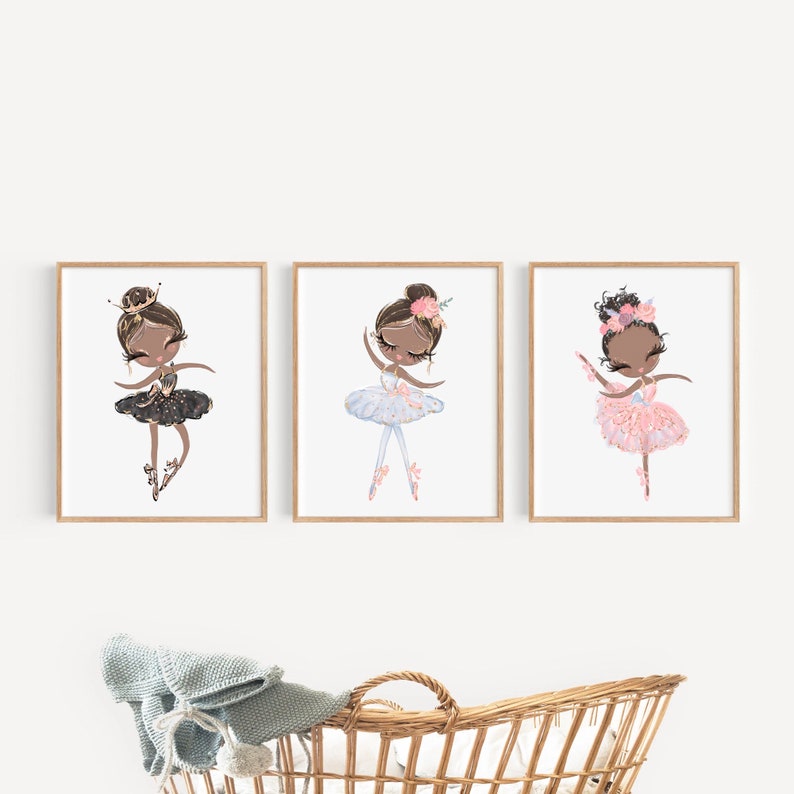 Ballerina Wall Art, Girls Bedroom Prints, Ballerina Nursery Decor, Little Girls Room Decor, Dance Gift for Girls, Ballet Girl Art, Pink Tutu image 1