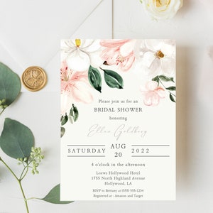 Engagement Invitation Card, Engagement Stationery, Bridal Shower Card, Floral Wedding Invite, Wedding Announcement, Invite Template image 7