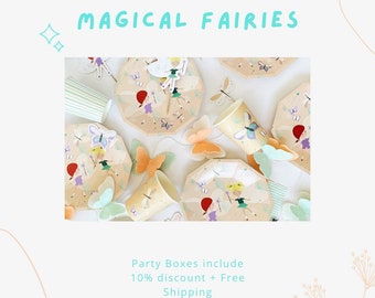 Fairy Butterflies Party Supplies Box: Plates, Cups, Bags, Napkins