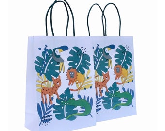 Wild Animals Party Bags (Set of 8) | Wild Animals Favor Bags | Wild Animals Treat Bags | Party Animals Favor Bags | Jungle Favor Bags