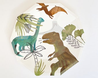 Dinosaur Plates (Pack of 8) | Dinosaur Birthday Party | Dinosaur Party Decorations | Pastel Dinosaur Paper Plates | Dinosaur Party Plates