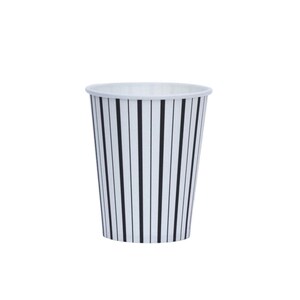 Black Striped Paper Cups (Set of 8) | Black Striped Party Cups | Black Striped Cups | Stripes Party Cups | Black and White Striped Cups