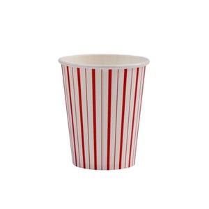 Red Striped Paper Cups (Set of 8) | Red Striped Party Cups | Red Striped Cups | Striped Party Cups | Red and White Striped Cups