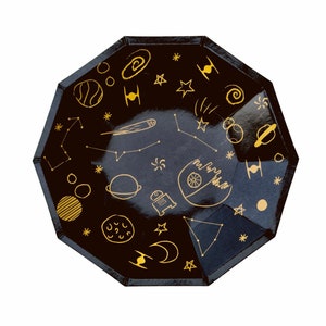 Galaxias Party Plates (Pack of 8) | Outer Space Paper Plates | Outer Space Party Decorations | Galaxy Paper Plates | Rocket Party Plates