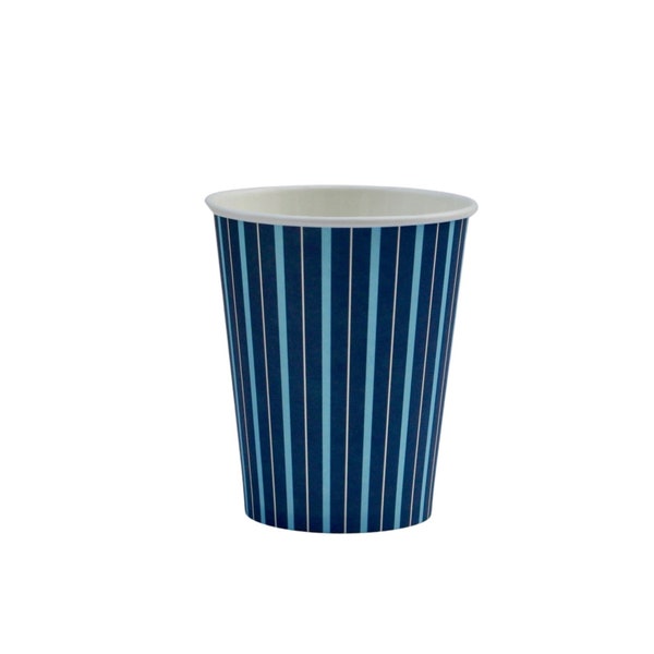 Navy Blue Paper Cups (Set of 8) | Navy Blue Party Cups | Navy Blue Cups | Striped Cups | Stripes Party Cups | Mint Green Striped Cups