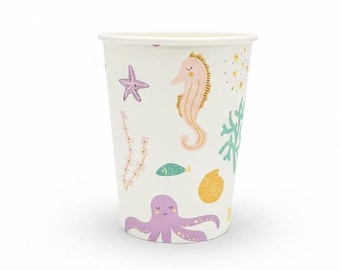Mermaid Party Paper Cups 9oz (8 Pack) – Under the sea animals themed party