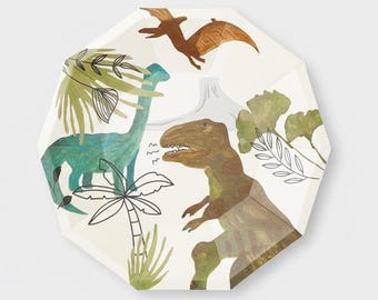Pastel Dinosaur Party Plates (Pack of 8, 7.5 inches)