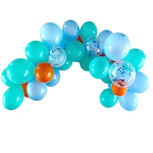 Orange, Mint and Blue Balloon Garland Kit | Mint Blue Balloon Garland Arch Kit | Under the sea Balloon Garland Kit
