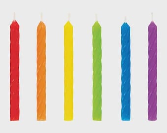 Rainbow Spiral Birthday Candles 24ct – Colorful Cake Candles for Kids Parties, Birthdays and Celebrations