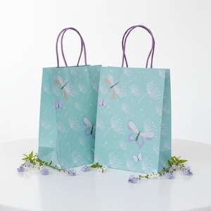 Fairy Party Favor Bags: Butterfly, Dragonfly adn Flowers Design (Set of 8)