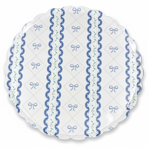 Blue Bow Coquette Party Paper Plates Decor 10 inches (8 Pack)
