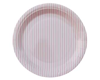 Pastel Light Pink and White Striped Paper Plates (Set of 8) - Tableware