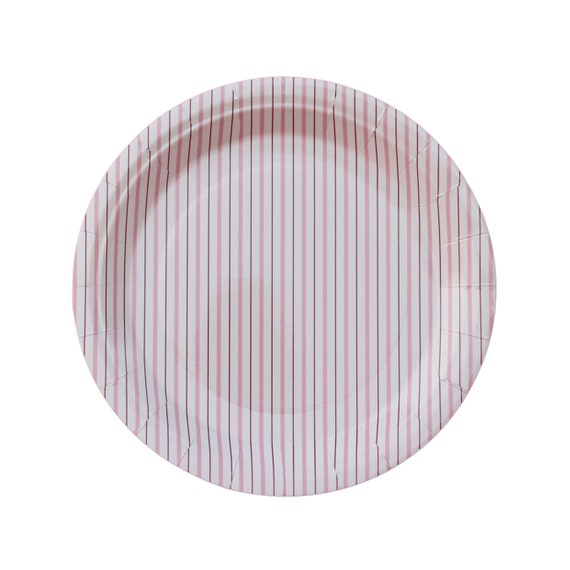 Pink and white paper plates hot sale