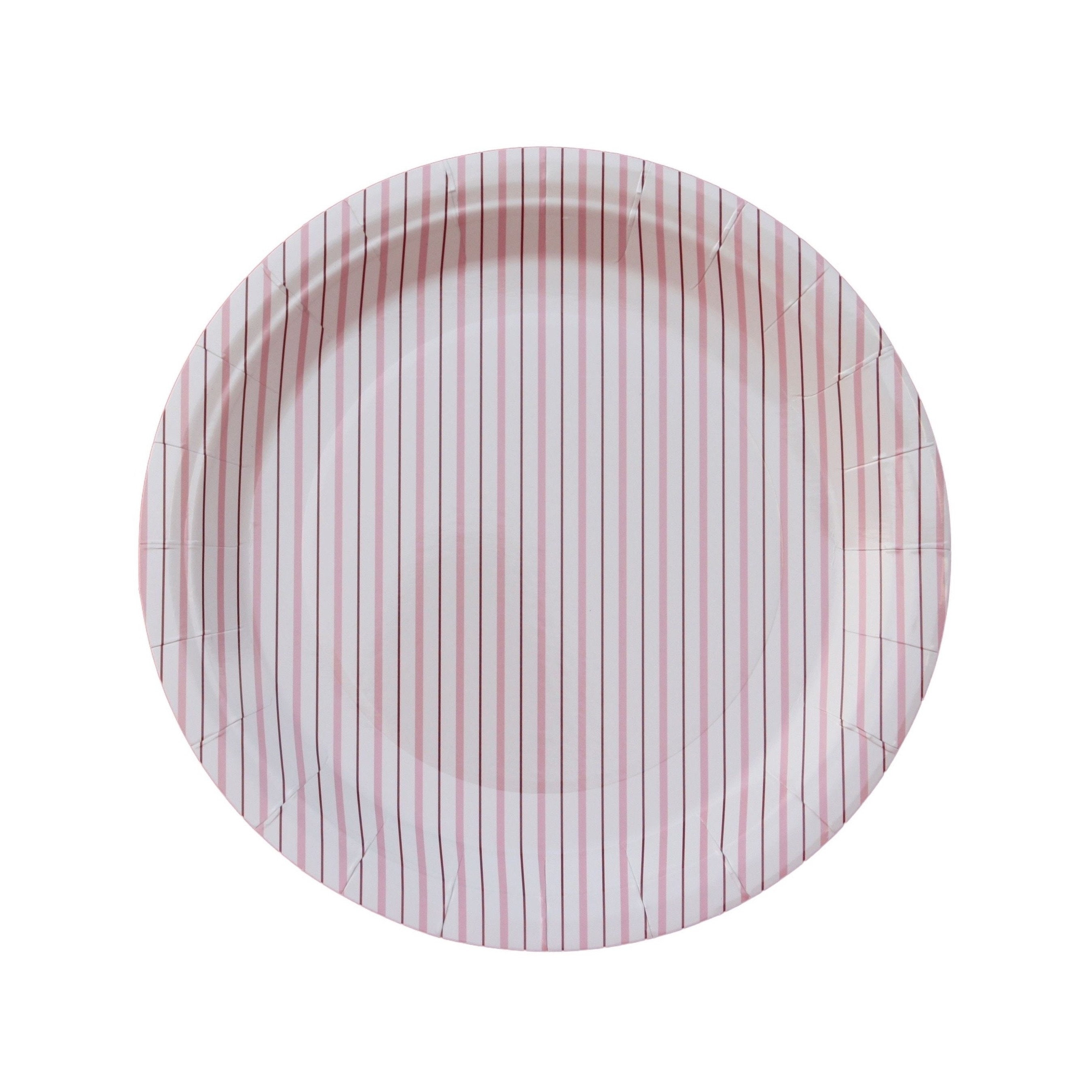 Pastel Pink Paper Plates Set of 8 Pink Dinner Plates Tableware Pink Striped Party Plates Flamingo Princess Ballerina Supplies