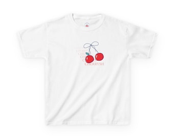 Girls' Cherry Graphic Tee: Trendy Kids' T-Shirt, US Cotton, Gift for Girls and Teenagers