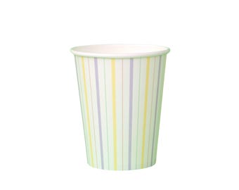 Pastel Striped Paper Cups: Candyland Party Decor (Set of 8)