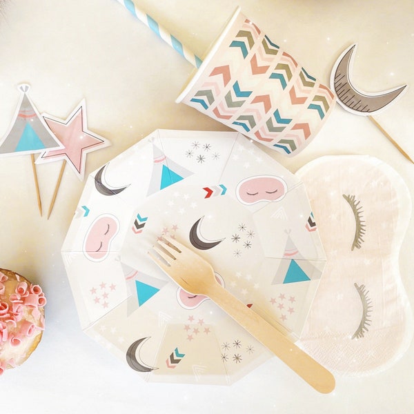 Sleepover Sumber Party Supplies Box: Plates, Cups, Napkins & Toppers