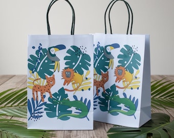 Tropical Jungle Animals Party Favor Bags (Set of 8)
